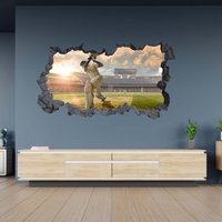 Wandtattoo Cricket Spieler 3D Hole in The Wall Effekt C Selbstklebend Deko Kunst Dekor Wandbild von WallArtsOnline