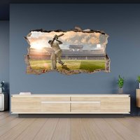 Wandtattoo Cricket Spieler 3D Loch in Der Wand Selbstklebend Deko Kunst Dekor Wandbild von WallArtsOnline