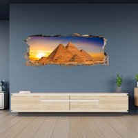 Wandtattoo Drei Pyramiden Landschaft 3D Loch in Der Wand Effekt Aufkleber Wandbild von WallArtsOnline