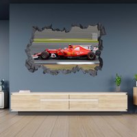 Wandtattoo Formel 1 F1 Rennen 3D Hole in The Wall Effekt C Selbstklebend Kunst Aufkleber Wandbild von WallArtsOnline