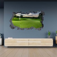 Wandtattoo Golfplatz Thema 3D Loch in Der Wand Effekt C Selbstklebend Deko Kunst Dekor Wandbild von WallArtsOnline