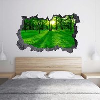 Wandtattoo Grüne Bäume Im Park Thema 3D Loch in Der Wand Effekt C Selbstklebend Kunst Aufkleber Wandbild von WallArtsOnline