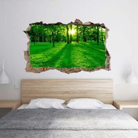 Wandtattoo Grüne Bäume Im Park Thema 3D Loch in Der Wand Effekt Selbstklebend Kunst Aufkleber Wandbild von WallArtsOnline