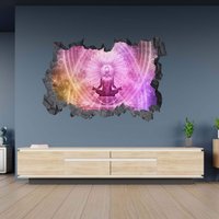Wandtattoo Heilige Yoga Lotus Meditation 3D Loch in Der Wand Effekt C Selbstklebend Kunst Aufkleber Wandbild von WallArtsOnline
