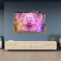 Wandtattoo Heilige Yoga Lotus Meditation 3D Loch in Der Wand Effekt Selbstklebend Kunst Aufkleber Wandbild von WallArtsOnline