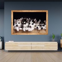 Wandtattoo Husky Süße Welpen Thema Rahmen Klebekunst Wandbild von WallArtsOnline