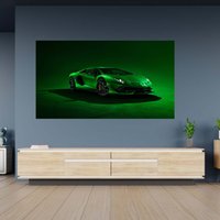 Wandtattoo Lamborghini Grün Sportwagen Poster Selbstklebend Kunst Aufkleber Wandbild von WallArtsOnline