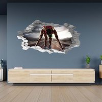 Wandtattoo Leichtathletik Laufen Poster Selbstklebend 3D Loch in The Wall Effekt B Decal Kunst Dekor Wandbild von WallArtsOnline