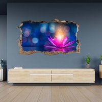 Wandtattoo Lotus Blume Meditation Entspannung 3D Loch in Der Wand Effekt Selbstklebend Kunst Aufkleber Wandbild von WallArtsOnline
