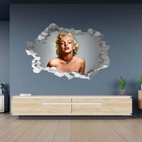 Wandtattoo Marilyn Monroe Motiv 3D Hole in The Wall Effekt B Selbstklebend Kunst Aufkleber Wandbild von WallArtsOnline