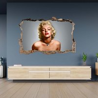 Wandtattoo Marilyn Monroe Motiv 3D Hole in The Wall Effekt Selbstklebend Kunst Aufkleber Wandbild von WallArtsOnline