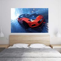 Wandtattoo Mazda Rot Sportwagen Poster Selbstklebend Kunst Aufkleber Wandbild von WallArtsOnline