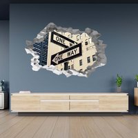 Wandtattoo New York Street 3D Hole in The Wall Effekt B Selbstklebend Kunst Aufkleber Wandbild von WallArtsOnline