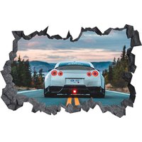 Wandtattoo Nissan Skyline Gtr Super Car 3D Hole in The Wall Effekt C Selbstklebend Aufkleber Kunst Wandbild von WallArtsOnline