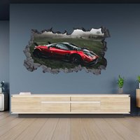 Wandtattoo Red Pagani Sportwagen 3D Loch in Der Wand Effekt C Selbstklebend Kunst Aufkleber Wandbild von WallArtsOnline