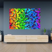 Wandtattoo Regenbogenfarbene Schmetterlinge Poster Selbstklebend Kunst Aufkleber Wandbild von WallArtsOnline