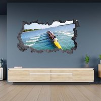 Wandtattoo Rowing Theme 3D Hole in The Wall Effekt C Selbstklebend Deko Kunst Dekor Wandbild von WallArtsOnline
