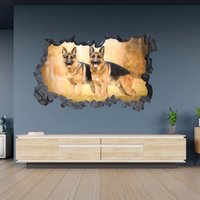 Wandtattoo Schäferhund Thema Loch in Der Wand Effekt Selbstklebend Kunst Aufkleber Wandbild von WallArtsOnline