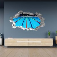 Wandtattoo Schwimmbad Thema 3D Loch in Der Wand Effekt B Selbstklebend Aufkleber Kunst Dekor Wandbild von WallArtsOnline