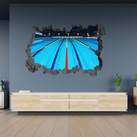 Wandtattoo Schwimmbad Thema 3D Loch in Der Wand Effekt C Selbstklebend Deko Kunst Dekor Wandbild von WallArtsOnline