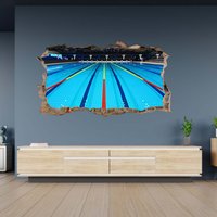 Wandtattoo Schwimmbad Thema 3D Loch in Der Wand Effekt Selbstklebend Aufkleber Kunst Dekor Wandbild von WallArtsOnline