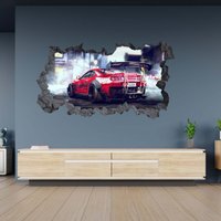 Wandtattoo Toyota Supra Sportwagen 3D Loch in Der Wand Effekt C Selbstklebend Kunst Aufkleber Wandbild von WallArtsOnline