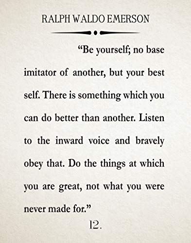 Be Yourself Quote Ralph Waldo Emerson Book Poster Motivation Quote Inspiring Quote Book Poster Literary Poster Literature Print Book Art (13cm x 18cm, Ivory) von WallBUddy