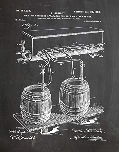 Bier Poster Bier Barrel Patent Poster Bar Decor Pub Poster Pub Dekor (erhältlich in Größen bis 50 cm x 70 cm) WB127, Kreidetafel schwarz, 8.3 x 11.7 (A4) von WallBUddy