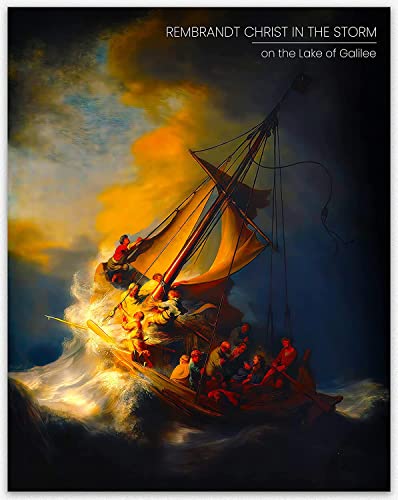 Christian Wandbilder Wohnzimmer - Rembrandt Storm on the Sea of Galilee Famous Wandbilder Schlafzimmer Print Christian Decor Religious Gifts Men & Women Bible Posters Wandbild (84cm x 118.9cm (A0)) von WallBUddy