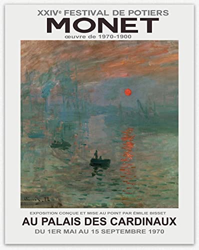 Claude Monet Gemälde – Impression Sonnenaufgang, impressionistisches Geschenk Wandkunst Matisse Wandkunst, Monet Poster & coole Poster Französische Kunstgalerie Ausstellungsdruck 1970 (28cm x 36cm) von WallBUddy