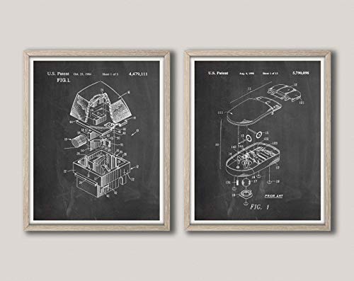 Computer Mouse Computer keyboard Patent Art Patent Poster Blueprint Wall Art Blueprint Patent Computer Decor Computer Office WB286-WB288 (50cm x 70cm, Chalkboard Black) von WallBUddy