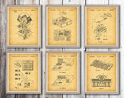 Computer Patent Set of 6 Computer Prints IT Wall Art Computer Programming Computer Programmer Gift Coding Poster IT Art WB286-291 (28cm x 36cm, Vintage) von WallBUddy