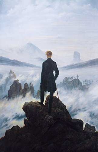 Der Wanderer über dem Nebelmeer von Caspar David Friedrich 1818 Einsamkeit Poster Einsamkeit Wand-Kunst Forscher Poster Erkundung Poster Nebel Poster (13 x 18cm) von WallBUddy