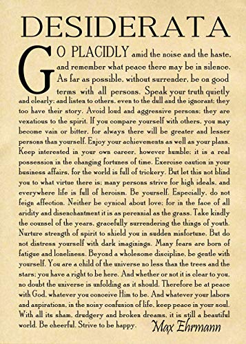 Desiderata Poem Desiderata Print Desiderata Poster Poetry Wall Art Graduation Gift Graduation Poem Student Poem Gift by Max Erhmann 1927 (21cm x 30cm, Parchment) von WallBUddy