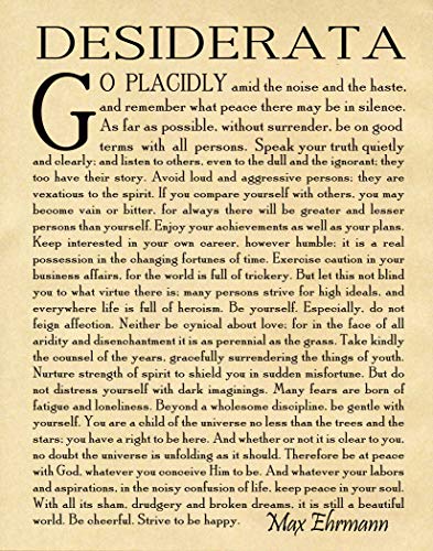 Desiderata Poem Desiderata Print Desiderata Poster Poetry Wall Art Graduation Gift Graduation Poem Student Poem Gift by Max Erhmann 1927 (29.7cm x 41.9cm (A3), Parchment) von WallBUddy