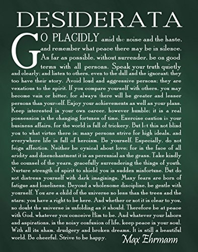 Desiderata Poem Desiderata Print Desiderata Poster Poetry Wall Art Graduation Gift Graduation Poem Student Poem Gift by Max Erhmann 1927 (30cm x 40cm, Green) von WallBUddy