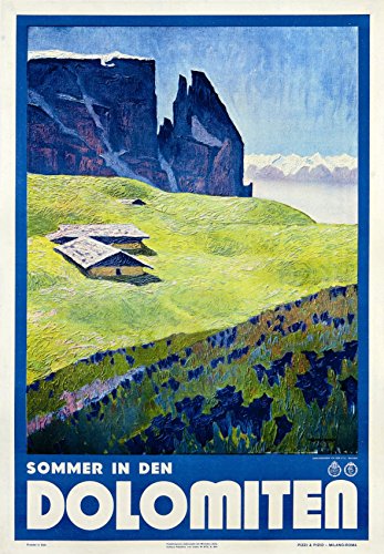 Dolomiten Berg-Poster italienisches Gebirge Poster Berg Wand-Kunst Dolomiten Poster Italien Reise-Poster deutsches Poster deutscher Reise Kunstdruck (40 x 50cm) von WallBUddy