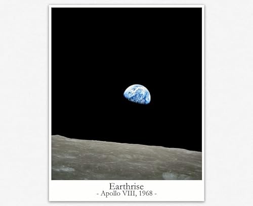 Earthrise Photo Astronomie Dekor | Weltraum-Poster for Kids Room & Galaxy Wall Decor | Weltraumdekorationen Schlafzimmer Geschenk Astronaught Earthrise Zimmerdekoration (29.7cm x 41.9cm (A3)) von WallBUddy