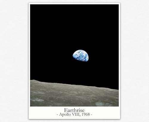 Earthrise Photo Astronomie Dekor | Weltraum-Poster for Kids Room & Galaxy Wall Decor | Weltraumdekorationen Schlafzimmer Geschenk Astronaught Earthrise Zimmerdekoration (70cm x 100cm) von WallBUddy