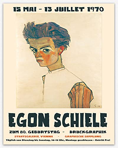 Egon Schiele Berühmte Kunstdrucke Egon Schiele Ausstellung Wanddekoration Museum Poster Ästhetische Raumdekoration Trendige Wandkunst für Heimdekoration Schlafzimmer Wohnzimmerdekoration (40cm x 50cm) von WallBUddy