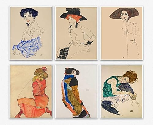 Egon Schiele Wandkunst-Dekoration – Giclée-Kunst der Frau, Poster, Heimdekoration, Gemälde, Porträts, Dekoration, ungerahmt berühmte und einzigartige abstrakte Wanddekoration (Ungerahmt) (20cm x 25cm) von WallBUddy