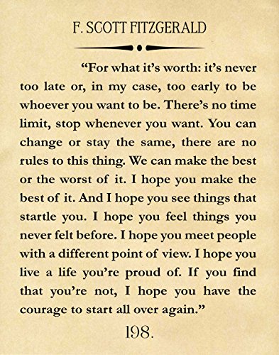 F Scott Fitzgerald Quote Great Gatsby Poster Great Gatsby Wall Art Literary Quote Literary Quote Inspiring Gift Inspiring Christmas Gift (13cm x 18cm, Parchment) von WallBUddy