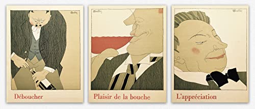 WallBUddy French Wine Art Poster Series of 3 Wine Posters from 1927 by Charles Martin Wine Illustrations Wine Prints Wine Decor Wine Cellar Poster (30cm x 40cm) von WallBUddy