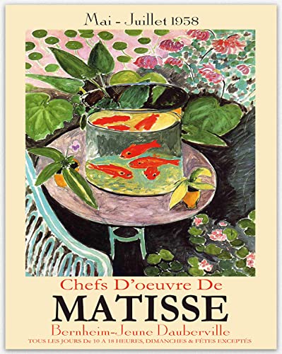Henri Matisse Goldfish Wall Art Exhibition Abstrakte Wandkunst ästhetische Matisse-Drucke Matisse-Wandkunst Goldfisch-Gemälde Matisse-Kunst Original-Leinwand Retro-Wandposter (59.4cm x 84cm (A1)) von WallBUddy