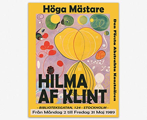 Hilma Af Klint Moderne abstrakte Wandkunst Minimalistische Wohnzimmerdekoration – Abstrakte Gemäldeausstellung Moderne Wanddekoration in Schwarz und Gelb | Moderne Wohnkultur (40cm x 50cm) von WallBUddy