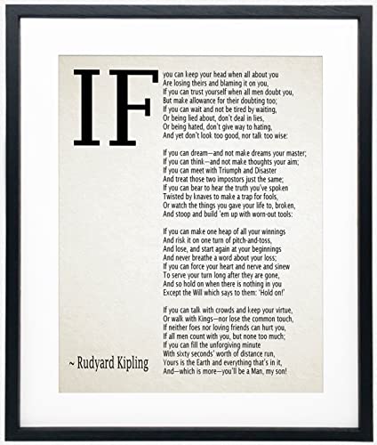 IF Gerahmt Wandkunst Inspiring Zimmerdekoration/IF You Can Keep Your Head Inspirierende Wandkunst, IF by Rudyard Kipling Framed Kipling Home-Office-Dekor Modernes Plakat (Ivory) von WallBUddy