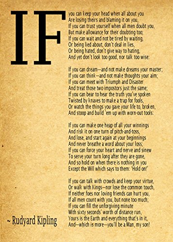 IF Poem Art Print IF Poem by Rudyard Kipling Art Print IF Poster If Poem Poster If Poem Print If Poem Wall Art If you can If by Kipling Poem (20cm x 25cm, Vintage) von WallBUddy