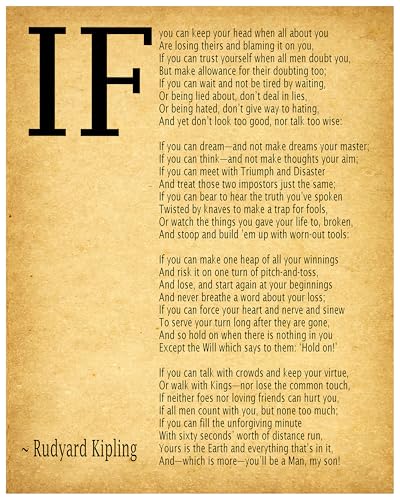 IF Poem Art Print IF Poem by Rudyard Kipling Art Print IF Poster If Poem Poster If Poem Print If Poem Wall Art If you can If by Kipling Poem (28cm x 36cm, Vintage) von WallBUddy