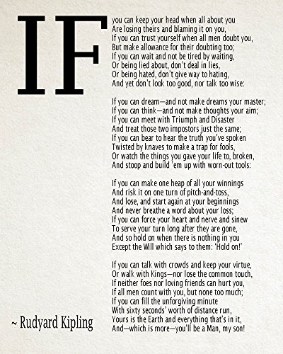 IF Poem Art Print IF Poem by Rudyard Kipling Art Print IF Poster If Poem Poster If Poem Print If Poem Wall Art If you can If by Kipling Poem (50cm x 70cm, Ivory) von WallBUddy
