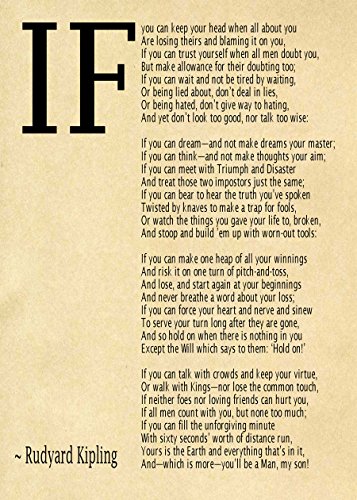 IF Poem Art Print IF Poem by Rudyard Kipling Art Print IF Poster If Poem Poster If Poem Print If Poem Wall Art If you can If by Kipling Poem (50cm x 70cm, Parchment) von WallBUddy